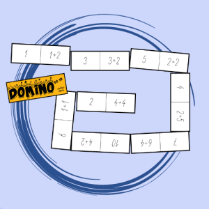 Domino oranžové - sčítání a odčítání do 10