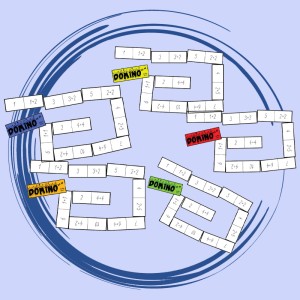 Domino sada (5 barev) - sčítání a odčítání do 10